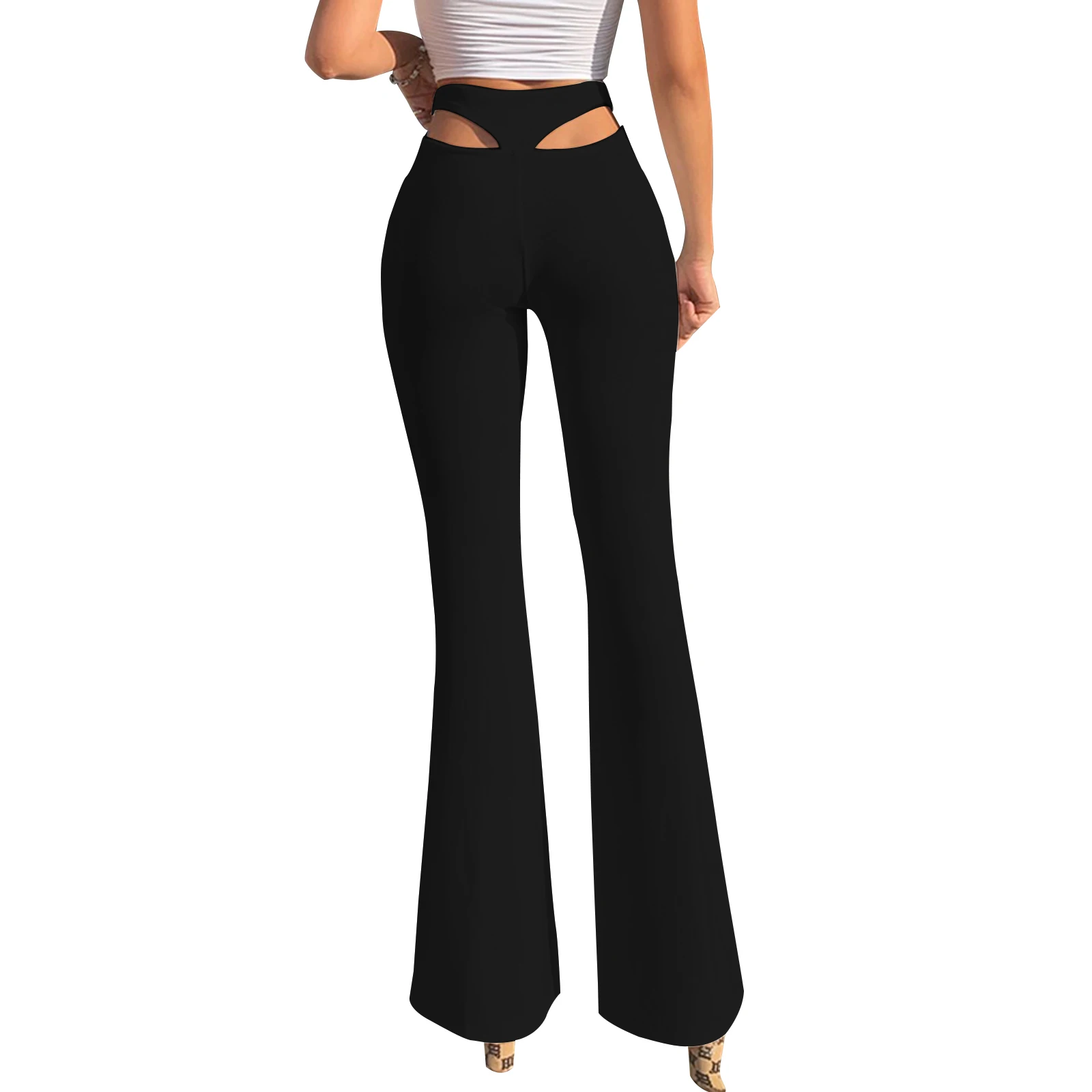 

2021 New Womens Exercise Leggings, High Waist Wide Leg Pants Solid Color Trousers, Workout Trousers Fashion