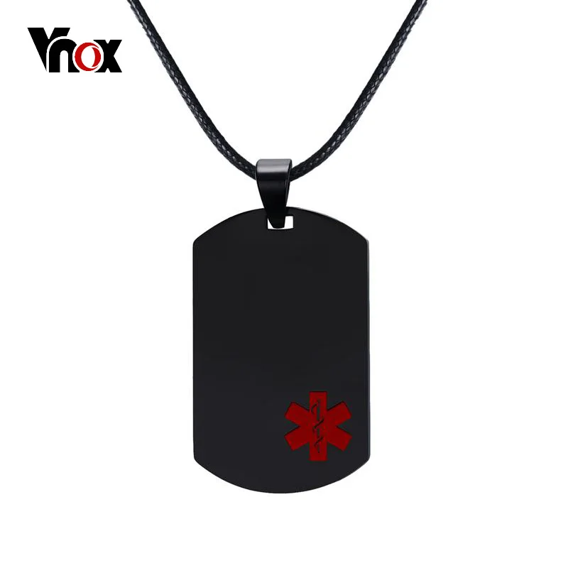 

Vnox персонализированные Спецодежда медицинская Цепочки и ожерелья подвеска Нержавеющая Сталь Чрезвычайных ID dog tag ювелирных изделий Беспла...