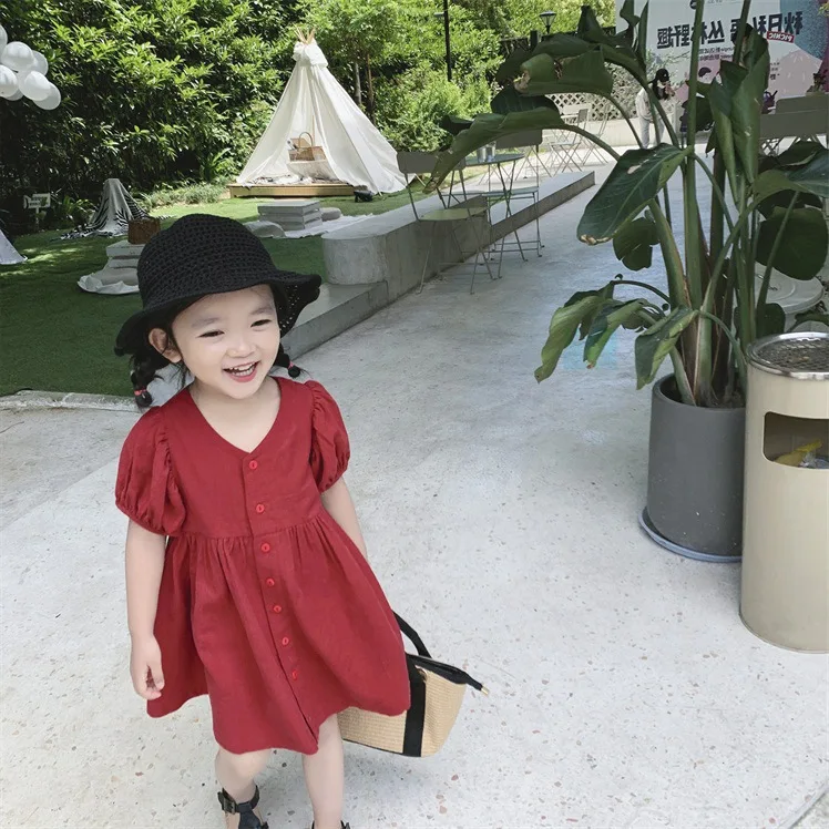 2 цвета детское летнее платье для детей 2020 хлопковые платья-пачки на пуговицах