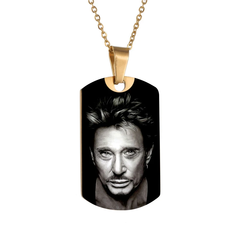 Small Gold ID Tag Подвеска с подвеской в виде рок-французских звезд, ожерелье из нержавеющей стали, золотое ожерелье s для женщин и мужчин, колье-чокер на шею, ювелирный подарок - Окраска металла: Small Gold ID Tag