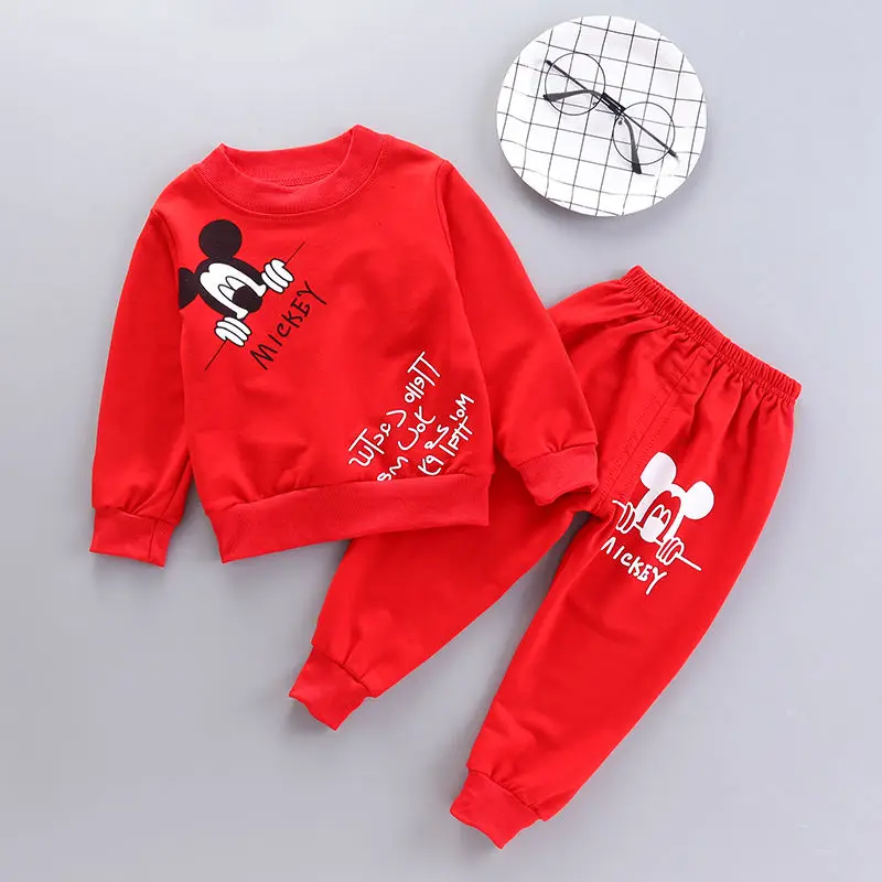 

Children's Suit Disney Cartoon Mickey Print Long-Sleeved Top Trousers Cute Boys Girls Clothes Spring Autumn Unisex Sweaters