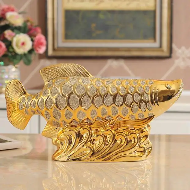 Позолоченные керамические украшения Arowana открывающийся подарок на удачу ТВ шкаф