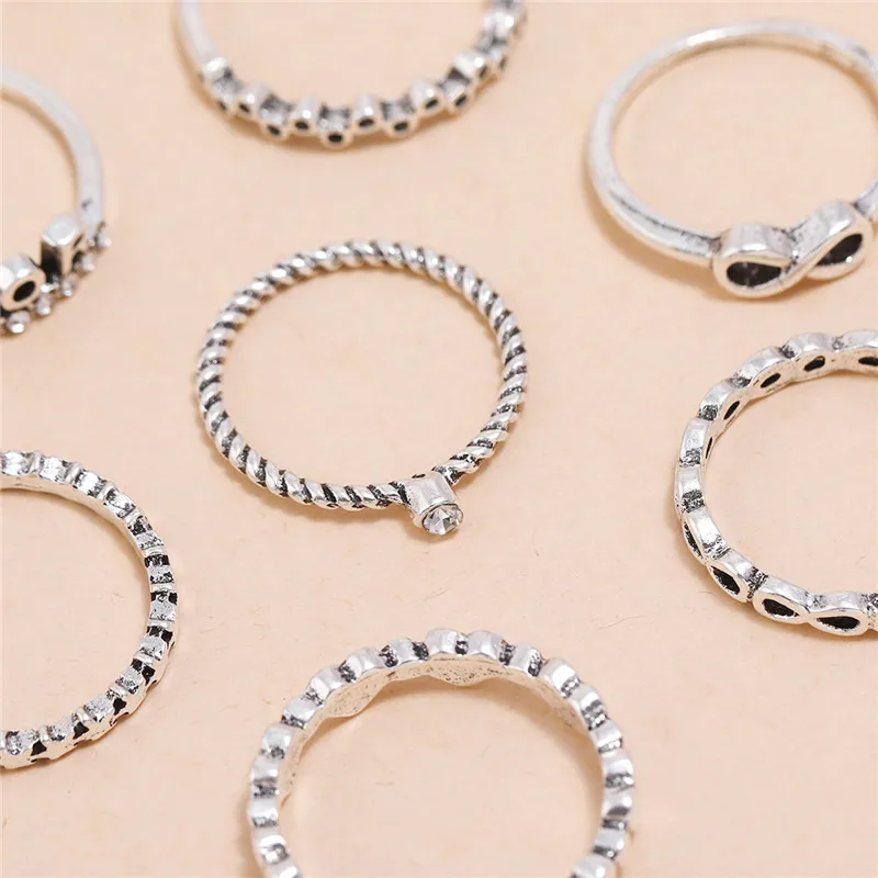 Набор женских колец LETAPI в стиле бохо винтажное ювелирное изделие под серебро