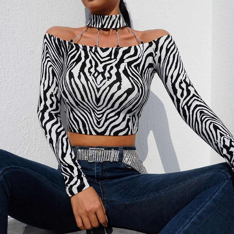 Женская белая модная футболка с принтом животных леопардовая Зебра тонкая узкая