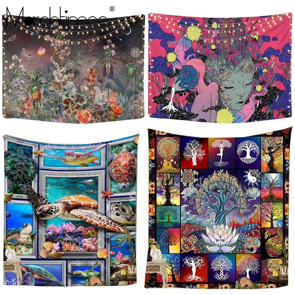 Хиппи домашний Декор настенный гобелен плед с рисунком мандалы психоделический