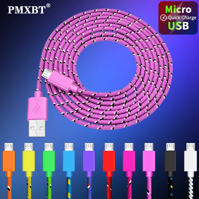 Usb Charge Micro USB Cable 1M 2M 3M 2.4A Fast Charging Data Cord Charger Adapter For Samsung Xiaomi Android Phone Microusb | Мобильные