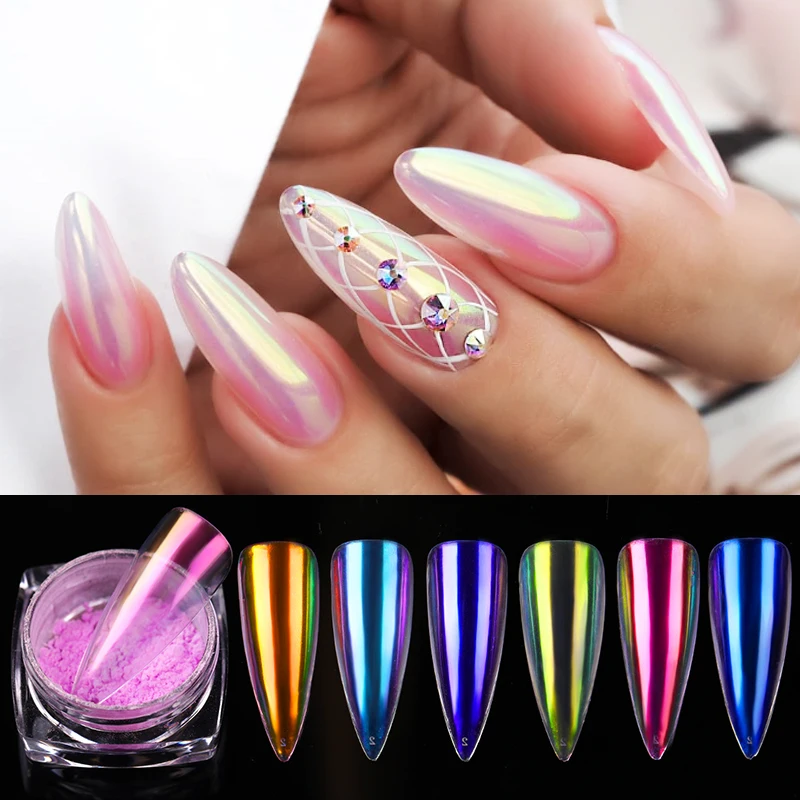 Зеркало хамелеон блестящий порошок для ногтей Хромовая пигментная пыль лазерные