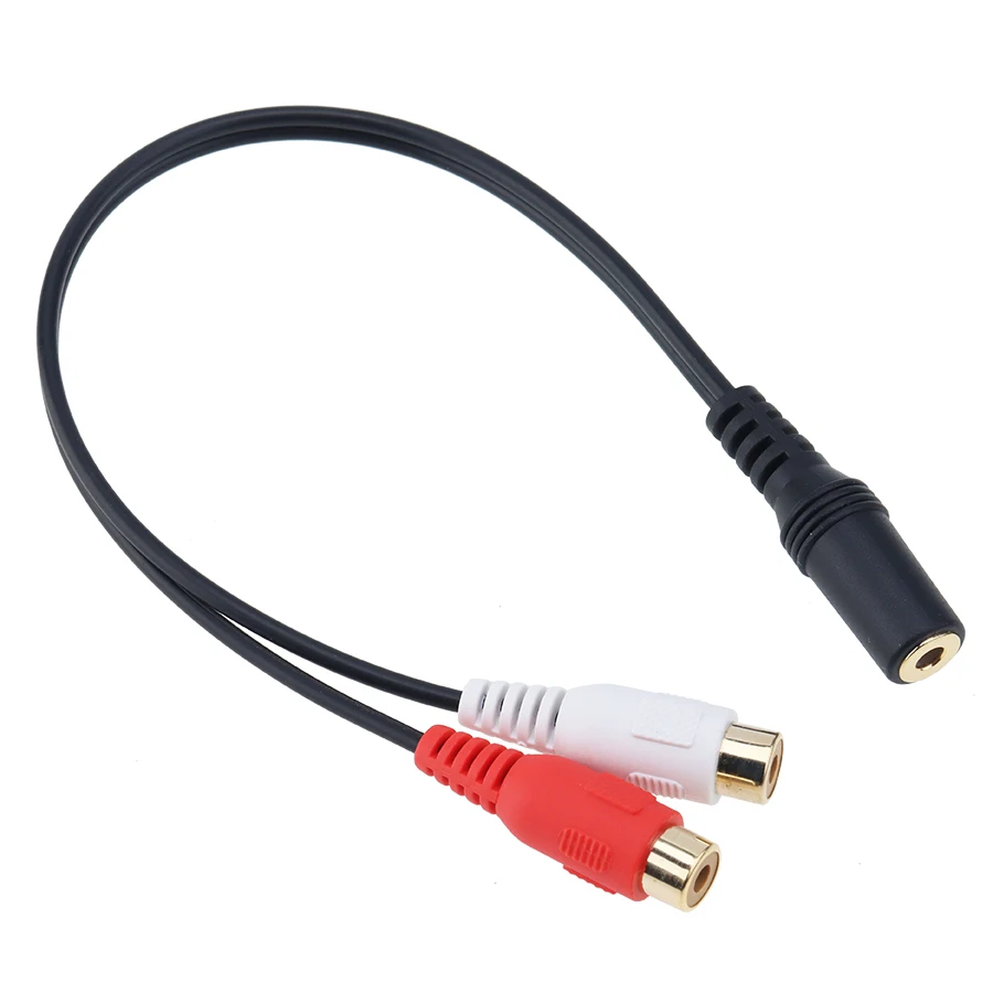 

3.5mm Stereo Audio Female Jack to Double Lotus 2 RCA Female Socket 3.5 mm to 2RCA Adapter Cable Conversion Line for Headphone