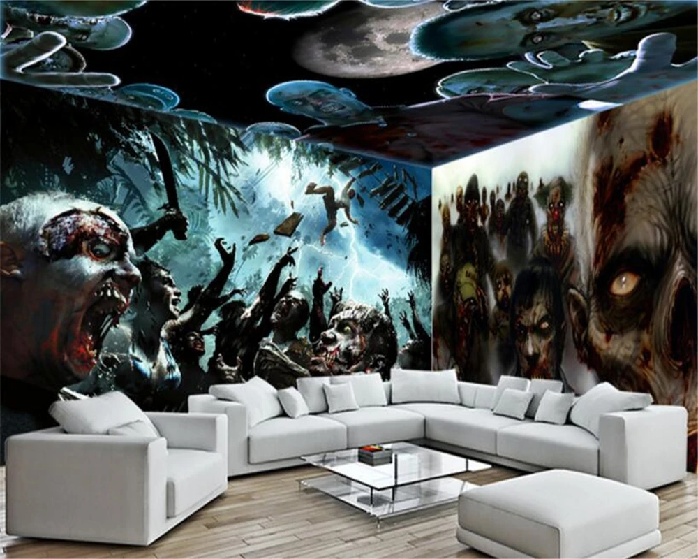 

mural Fantasy horror fashion waterproof silk cloth wall paper horror fog theme space backdrop papel de parede 3d wallpaper3D