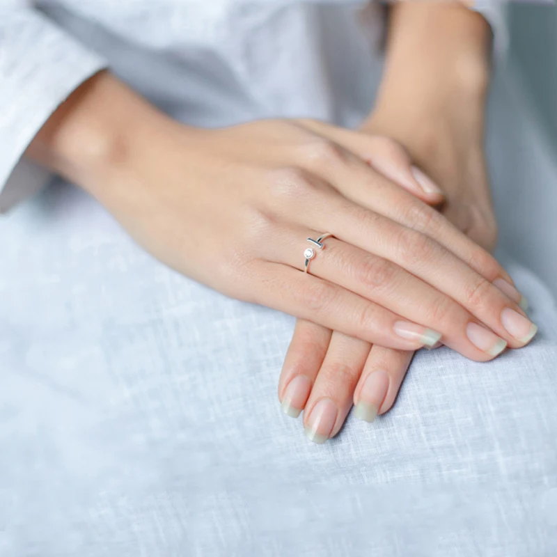 Регулируемые Открытые Кольца из серебра 925 пробы с цирконом|Кольца| |