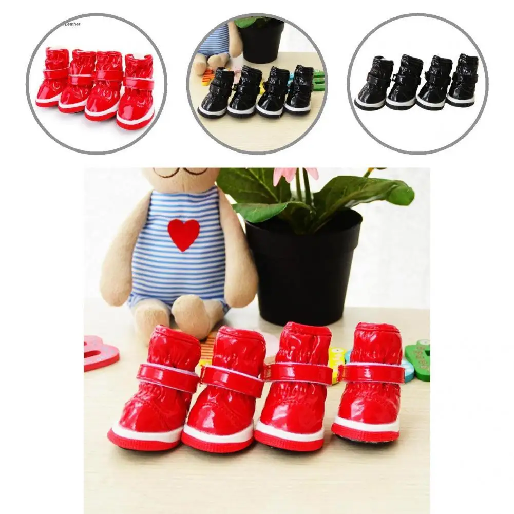 

4Pcs Pet Shoes Solid Color Anti-slip Waterproof Fashion Pet Sneaker Boots for Small Dogs Fashion Pet Sneaker Boots Dropshipping