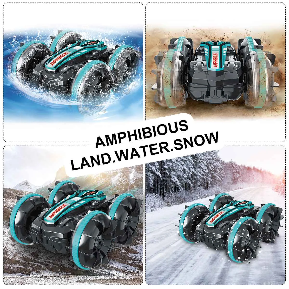 

Kids RC Car 2.4 Ghz Remote Control Amphibious 4WD 360 Degree Rotating Stunt Toy Cars For Children