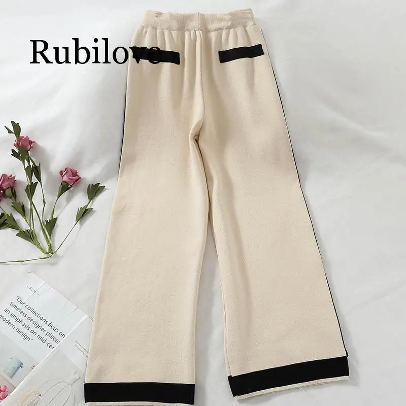 Женский трикотажный костюм из двух предметов повседневный двубортный свитер в