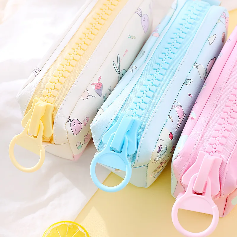 Большой чехол карандаш на молнии с мультяшным рисунком розовый милый Карандаш