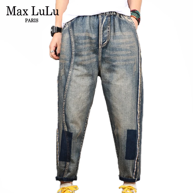 Max LuLu Весна 2020 Новые корейские модные женские винтажные свободные джинсы
