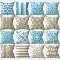 blue khaki geometry cushion cover mandala single side print decorative throw pillows cover sofa cushions pillowcases polyester