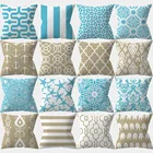 Чехол для диванной подушки с геометрическим рисунком синего цвета, цвета хаки