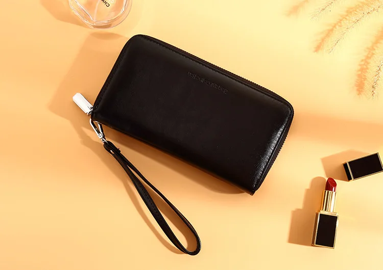 Rfid Женский Длинный кошелек из натуральной кожи, кошелек для монет, многофункциональный мужской и женский деловой держатель для карт Carteira Feminina