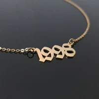 custom birth year necklace for women old english number necklace wedding anniversary date chain pendant birthday jewelry gift