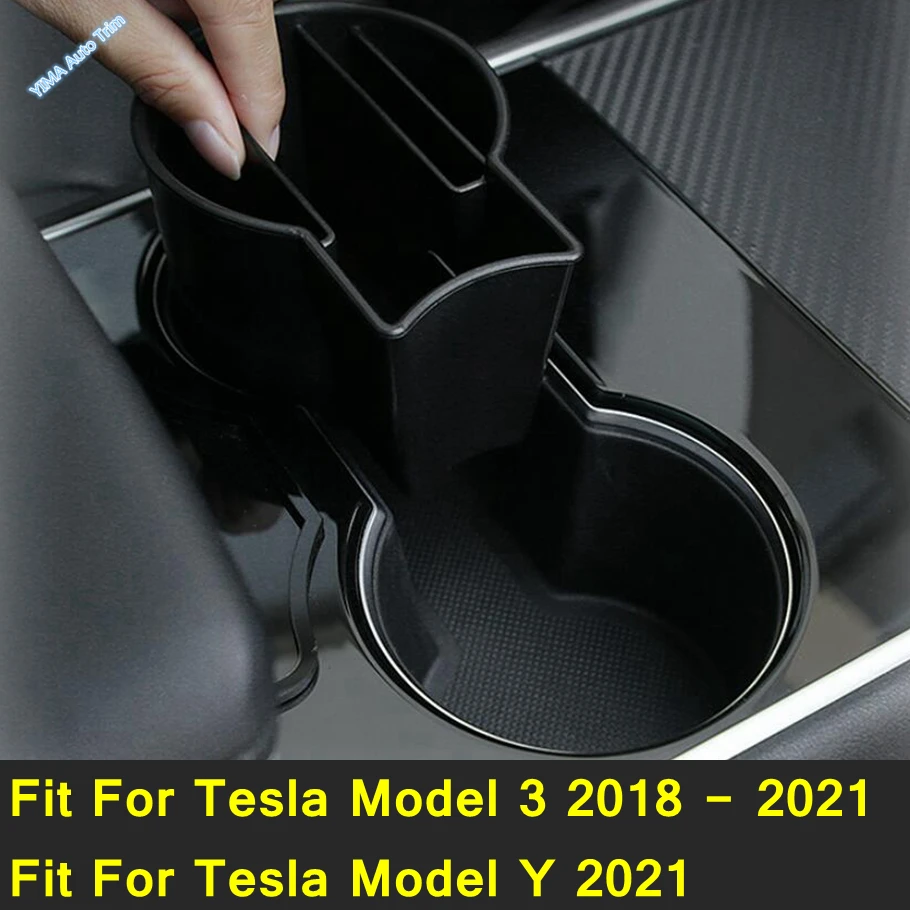 

Console Central Front Seat Cup Holder Container Box Tray Interior Accessories Cover Kit Fit For Tesla Model 3 2018 / Y 2021