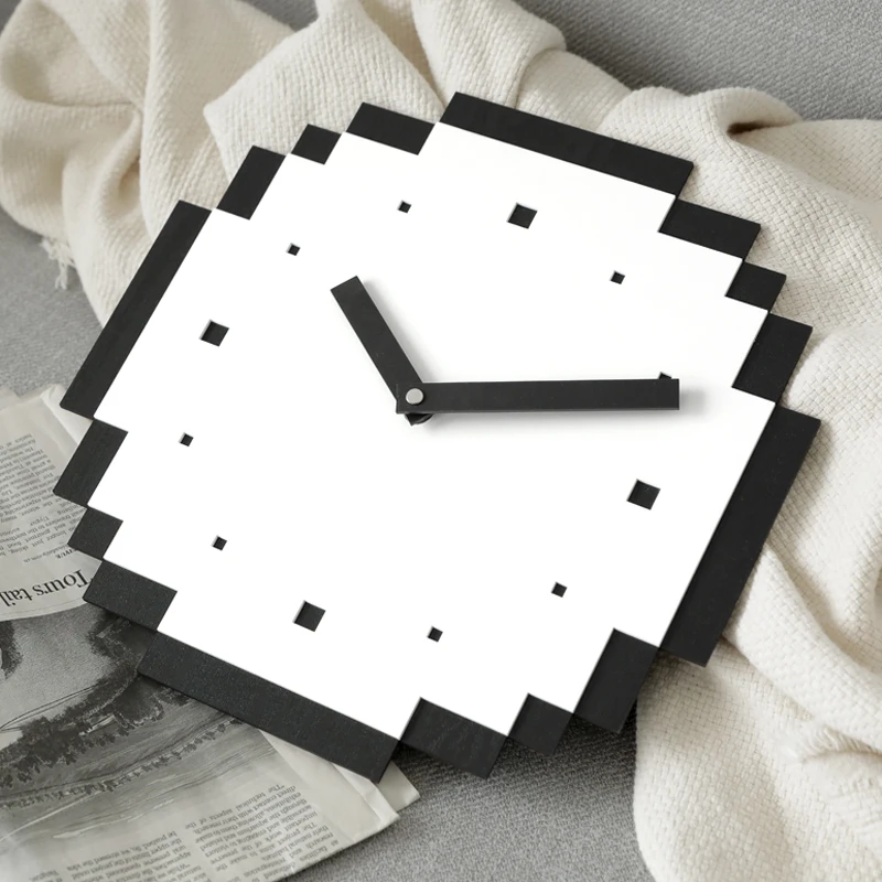 Cute Creative Wall Clock Kids Nordic Modern Pixel Novelty Wooden Silent Round Orologio Parete Watch DE50WCYY | Дом и сад