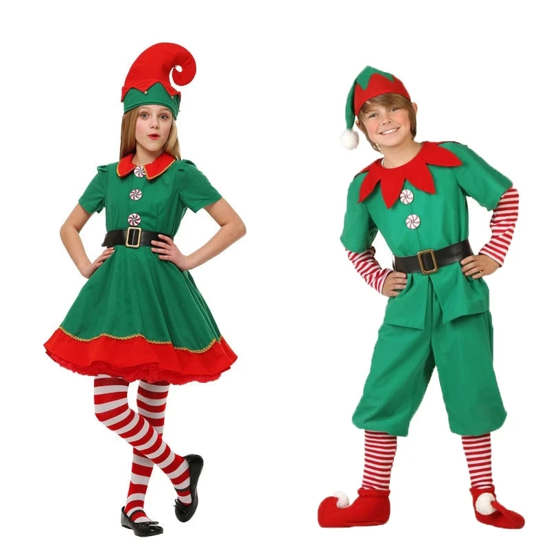 

Необычный Рождественский эльф унисекс, дети, взрослые, семейный зеленый эльф, костюмы для косплея, товары для карнавальных вечеринок, Пурим,...