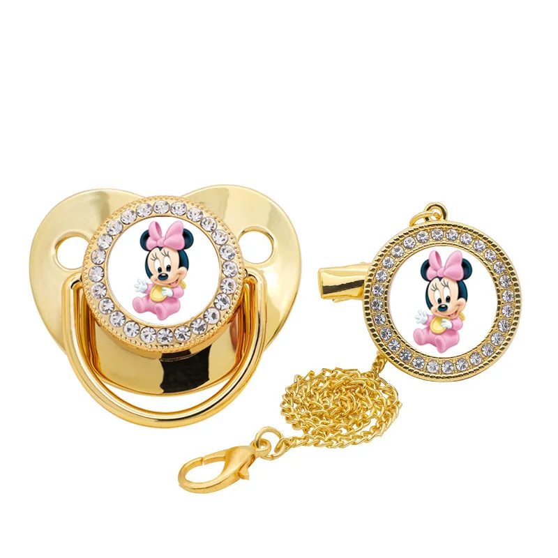 

Minnie Mouse Mickey Mouse Baby Pacifiers Bling Quality Fashion Silicone New Born Baby Pacifiers Disney Baby Pacifier Clip 0-24m