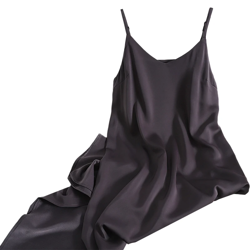 

Woman Party Dress Sexy Satin Camisole Dress Ladies Luxury Shiny Sundress Sleeveless A-line Solid Green 2021 Summer Korean