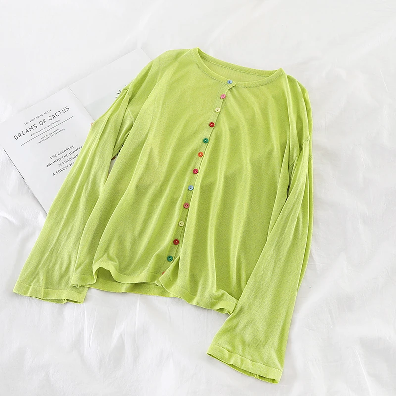 GLAUKE ярких цветов смешанные и подходящие цвета пуговицы вязаная рубашка с длинным