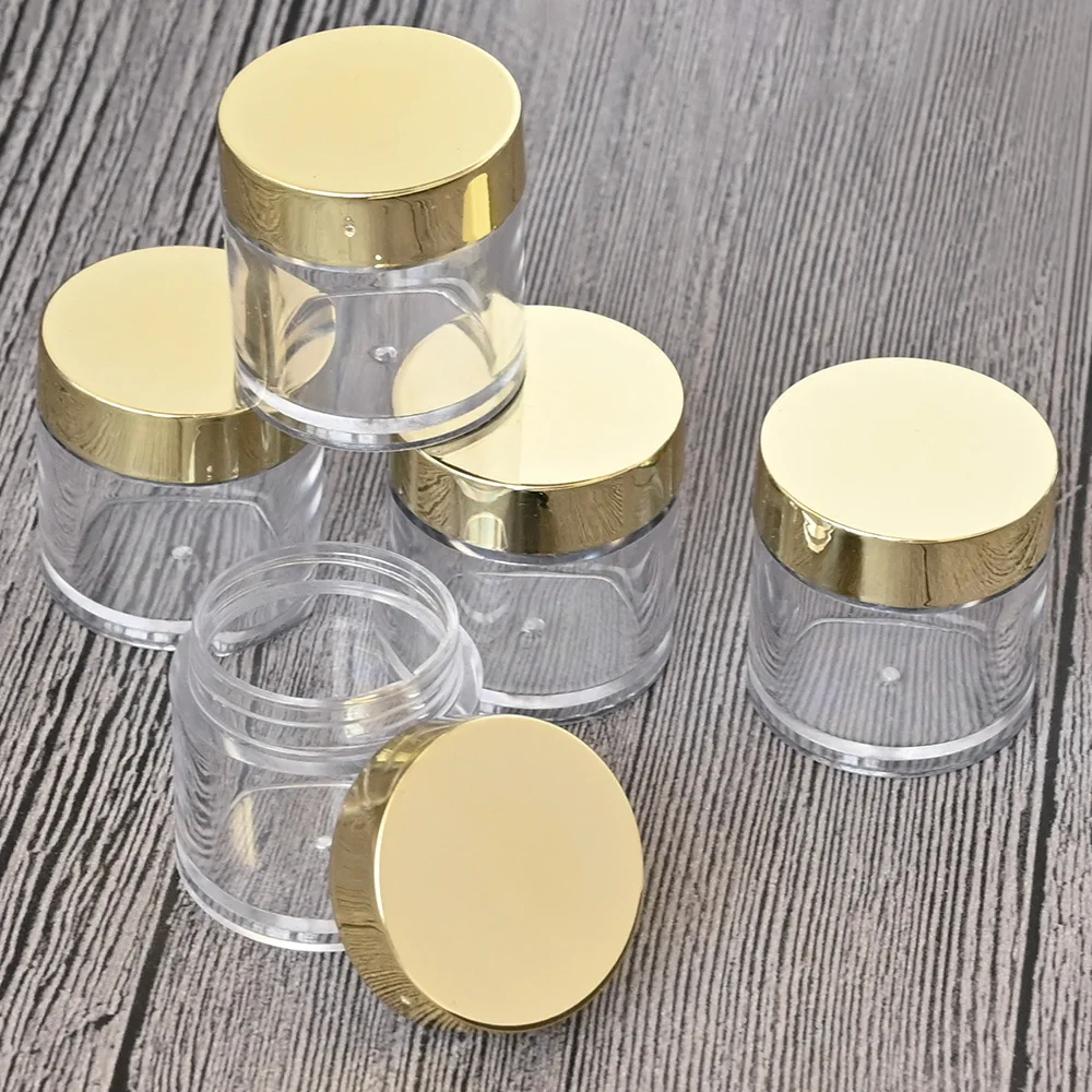 

123 Nails Transparent Pot Pet Empty Powder Box Empty Cosmetic Jar With Gold Cap Clear-sided Jars With Gold Cover 10/30/60ml