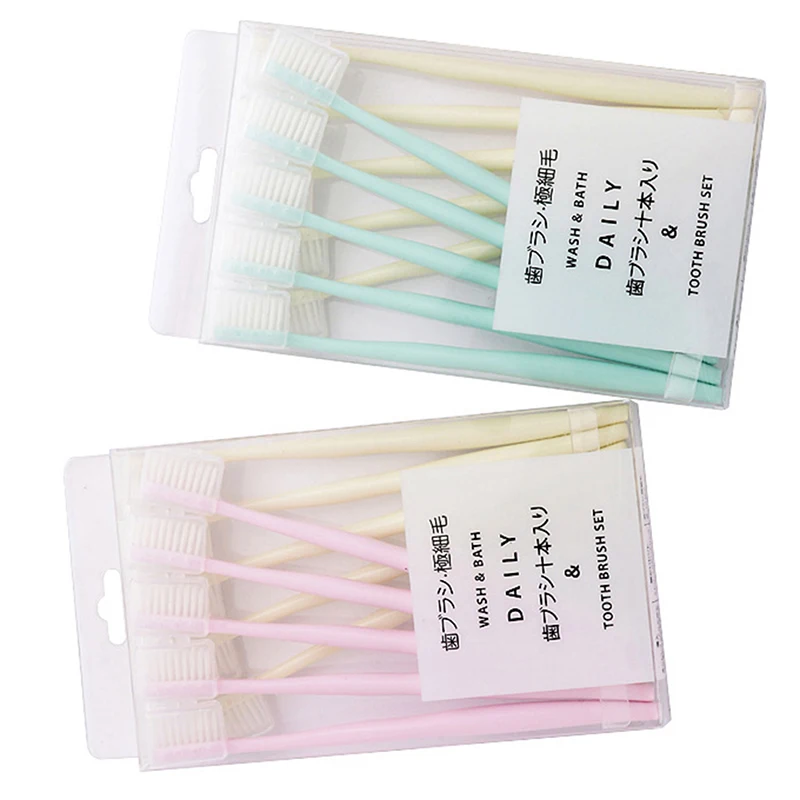 

10Pcs Nano Ultra Oral With Sheath Bamboo Charcoal Toothbrush For Adults Children Soft Family Pack Dropshipping