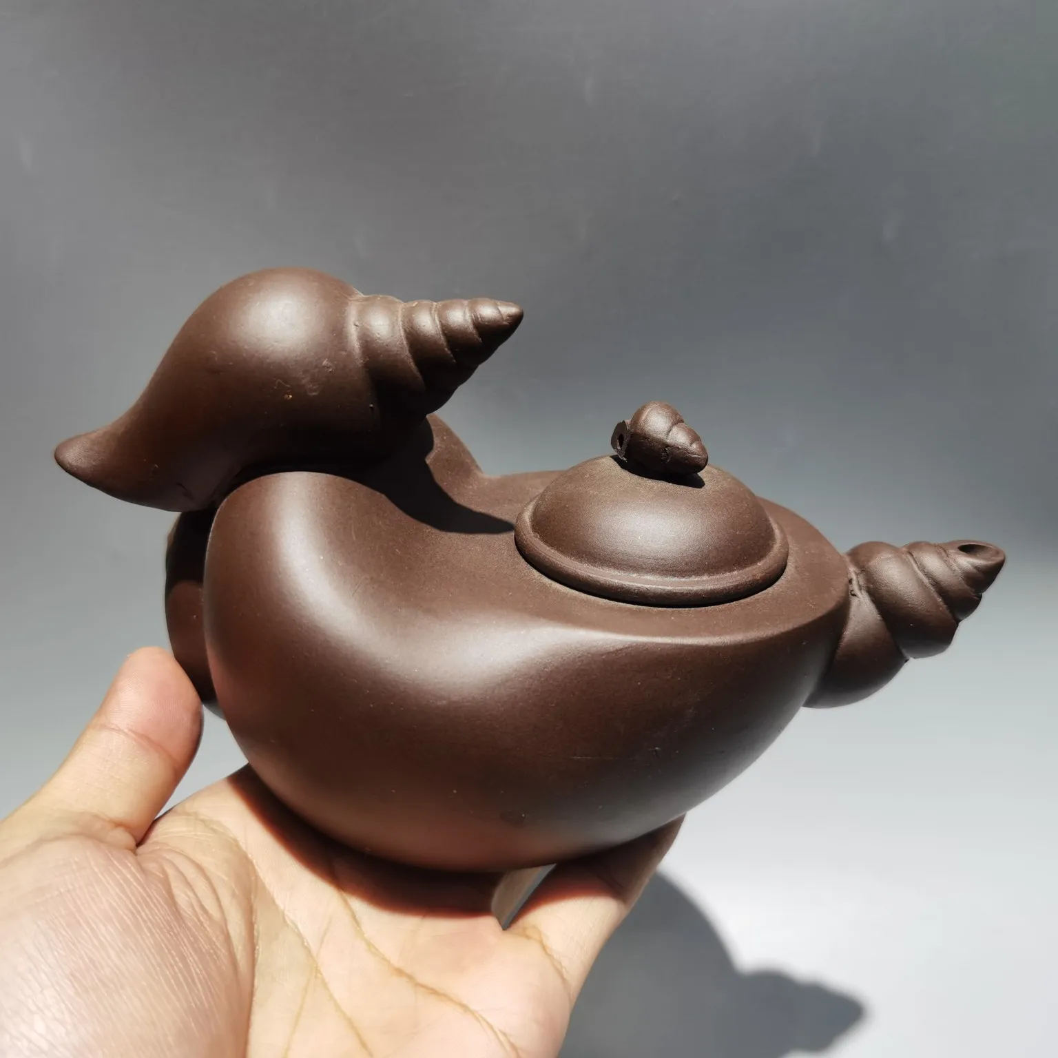 

Керамика Yixing Zisha 7 дюймов, резной горшок с раковинами ручной работы, фиолетовый чайник из грязи, чайник, чайник для чая, чайник, принадлежност...