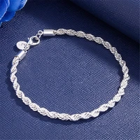 hot new fashion jewelry 925 color silver classic twisted rope chain bracelets for women mens wedding party christmas gifts