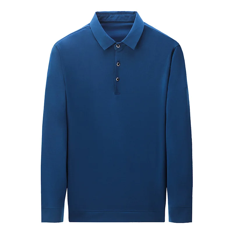 

Men's long-sleeved slim young and middle-aged men's autumn thin lapel solid color long-sleeved T-shirt men