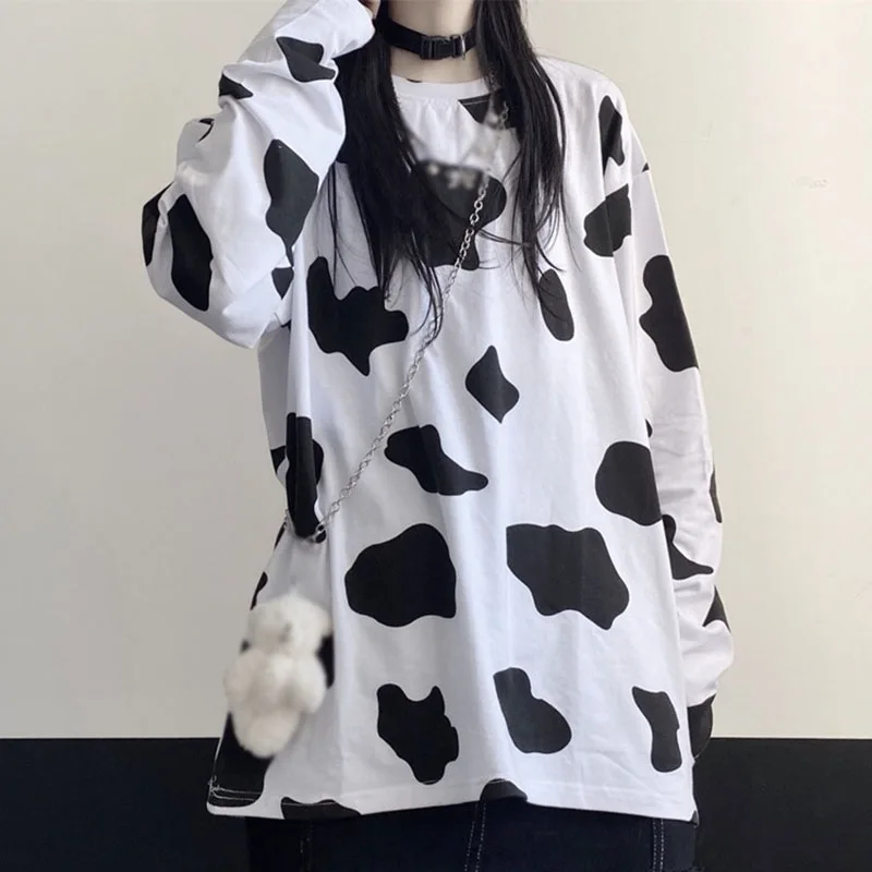 

Cow Sweater New Loose Spring And Autumn Long-sleeved Harajuku Pullover Top