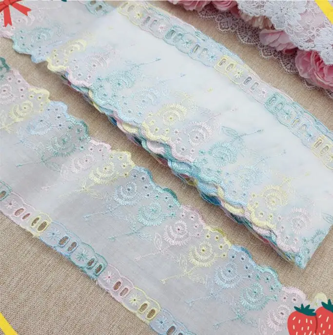 2 м высокое качество ткань полиэстер хлопок вышитыми разноцветными кружевной