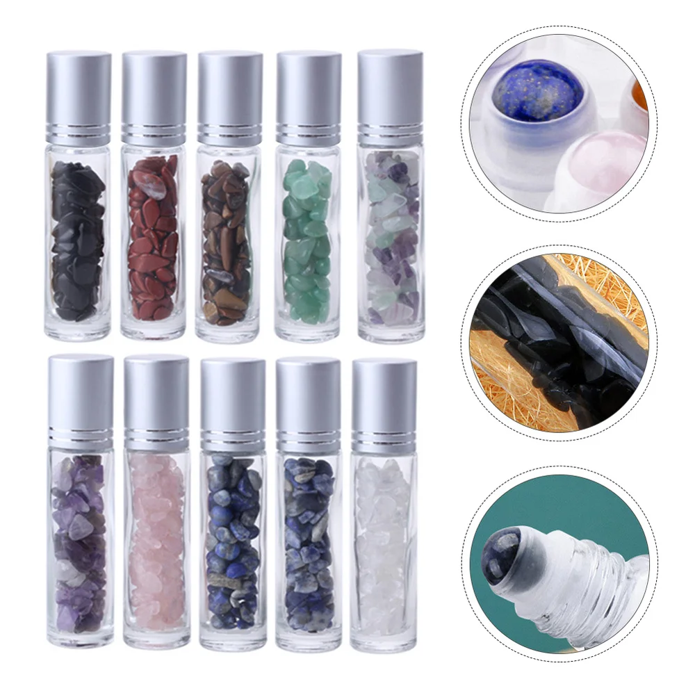 

10pcs Glass Roller Essential Oil Bottle Semiprecious Stones Glass Empty Bottles