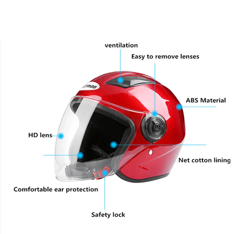 Блестящий белый яркий оригинальный открытое лицо шлем для скутера велосипеда