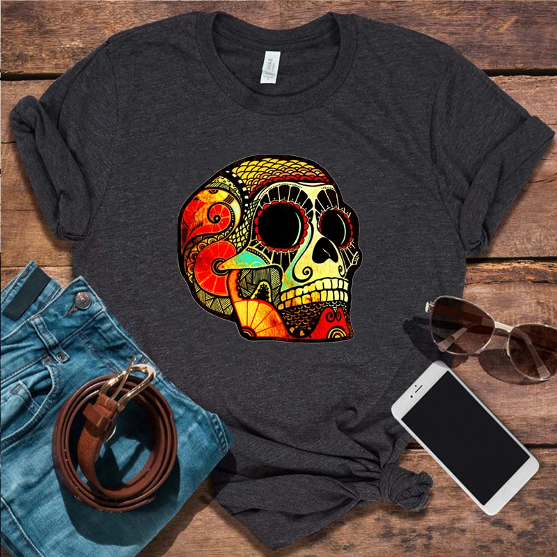 

Skull Halloween Ladies Tops 2021 Shirts for Women Goth Clothes Horror Halloween Movie Clothing Women Harajuku Tee