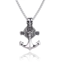 stainless steel anchor skull men necklaces link chain pendants punk rock hip hop unique for male boy trendy jewelry gift pd0852
