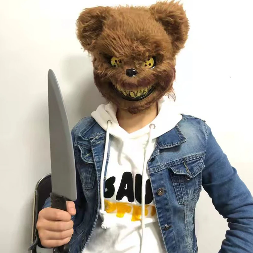 Новинка 2019 маска на Хэллоуин кровавый медведь ужасная длинные плюшевые ПВХ маски