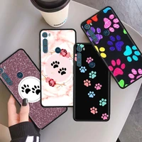 Phone Capa for Motorola Play One Fusion Power Lite Shell for Moto E6s Edge Plus G30 Soft Case Cat Dog Paw Animal