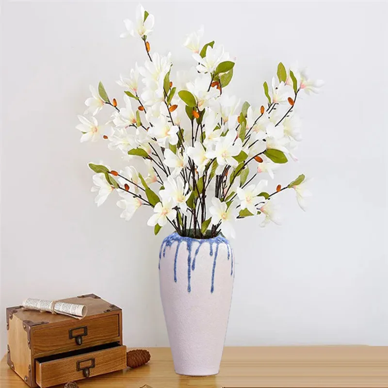 Искусственный цветок с одним стебелем шелковая ткань маленькая Магнолия