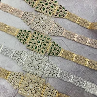 traditional moroccan lady wedding belt large wide waist chain full diamond rhinestone embellished hollow flowers caftan belt
