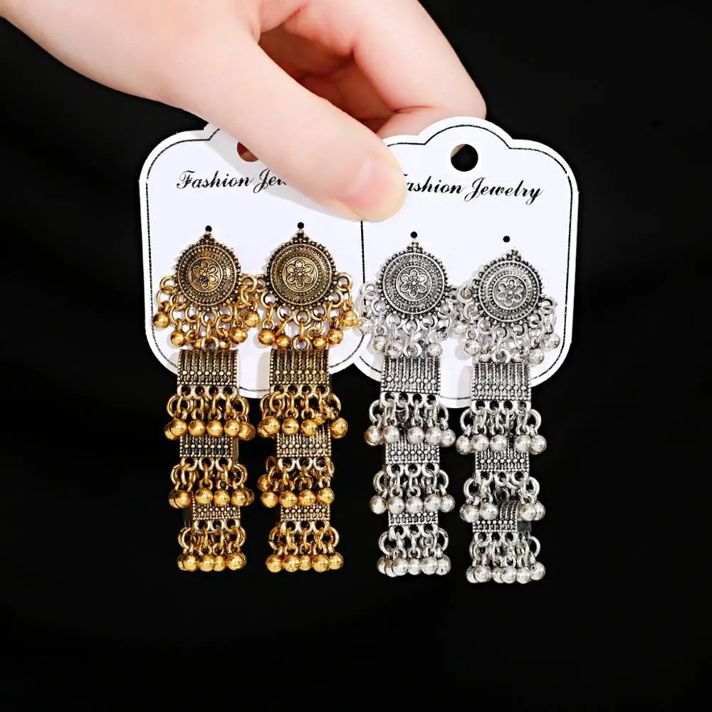 

Three Layered Treasure Chest Earrings For Women Boho Accessories Jewelry Beads Ethnic Fahsion Pendiente Statement Earring Gifts