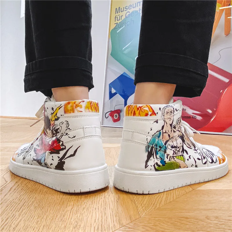 

Fashion Anime Shoes Men Casual High top Sneakers Cartoon Animaiton Printed Vulcanize Shoes Student Sports Shoes Basket Homme