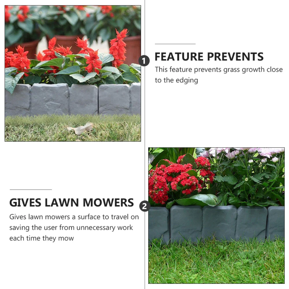 

30Pcs Garden Border Edging Simulation Stone Effect Lawn Edging Plant Fence