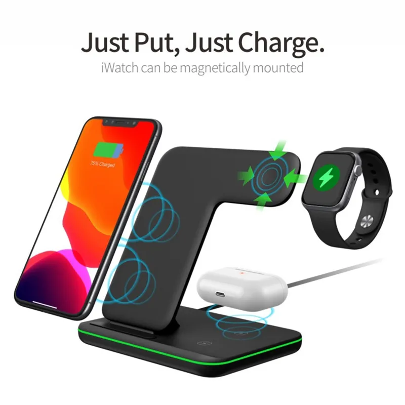 

15W 3 In 1 Magnetic Wireless Charging for IPhone 12 Pro Max Mini Iwatch Airpods Samsung Galaxy S20 Note20 Huawei Mate30 Xiaomi
