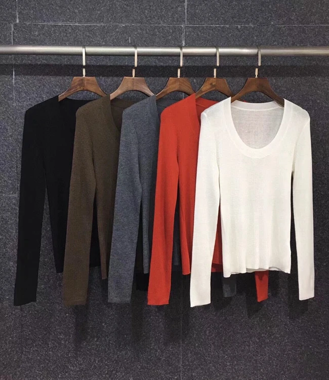 

2021 new women fashion pullover U-neck simple and versatile slim pullover tight-fitting sweater 1030