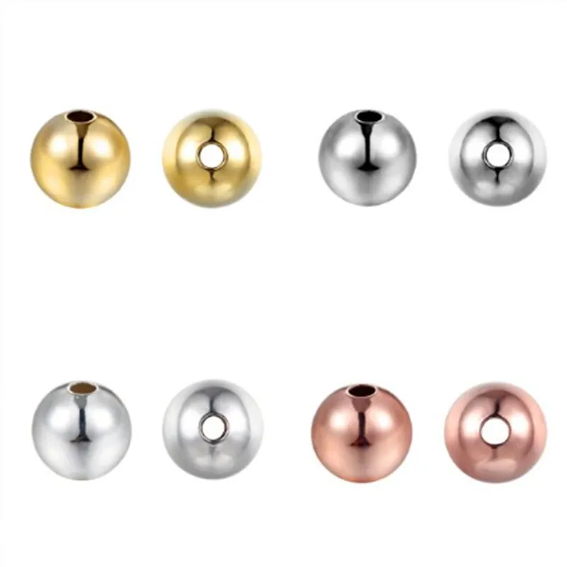 

50pcs/lot 4/5/6/8mm Rose Gold Brass Round Ball Beads Loose Beads for Diy Jewelry Findings Accessories Wholesale